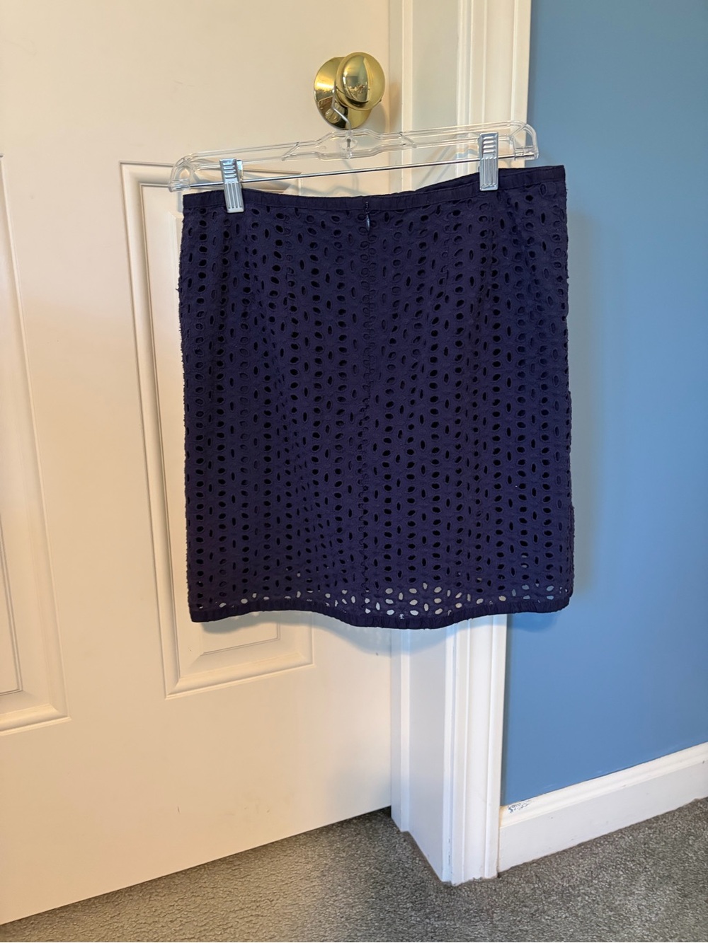 LOFT Navy Eyelet Mini Skirt